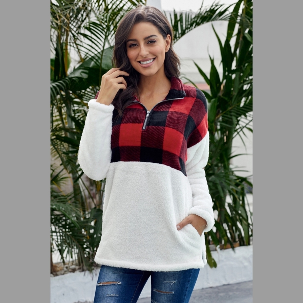 🆕️ Buffalo Plaid Fuzzy Sweater - Picture 6 of 9